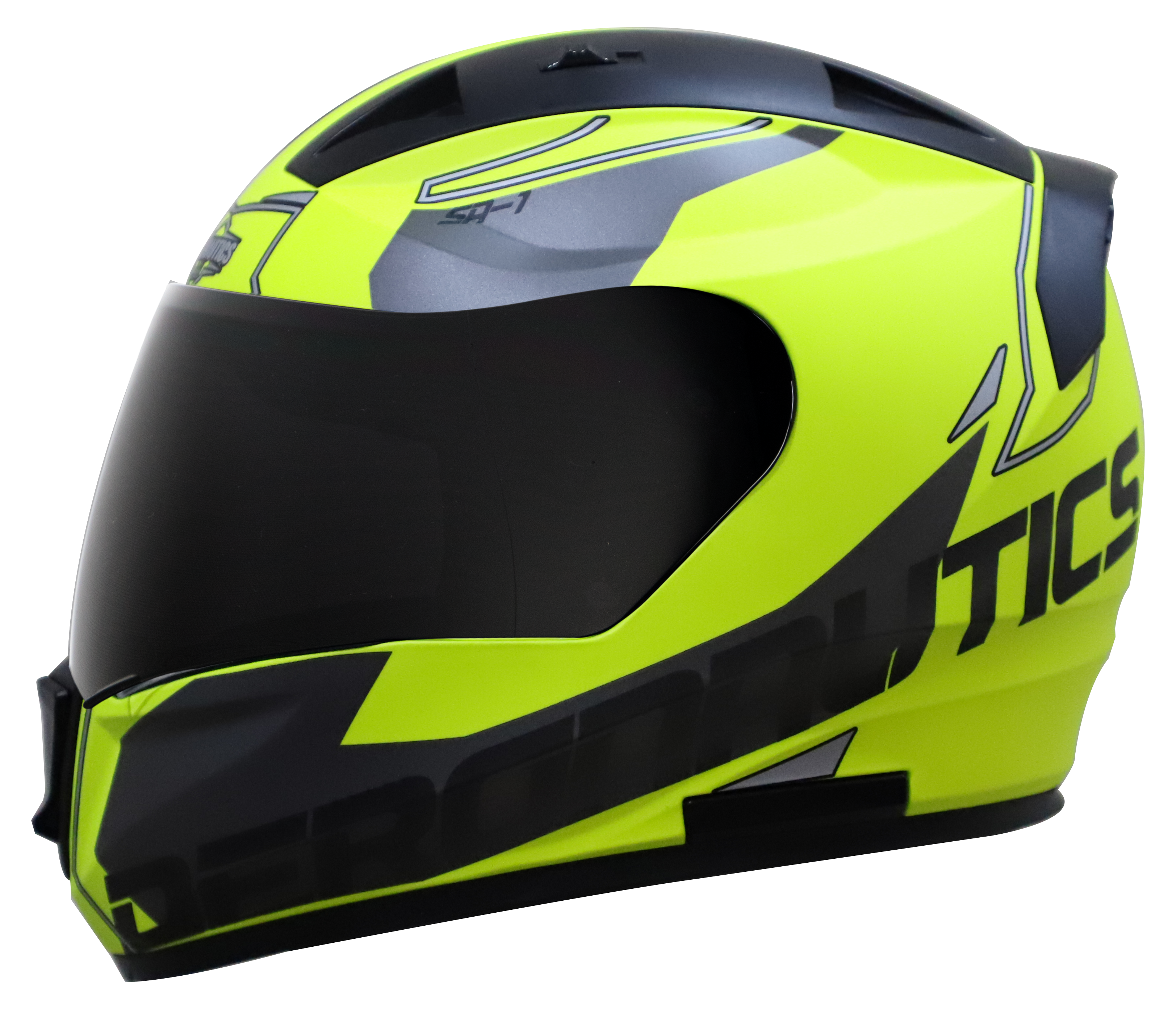 SA-1 RTW GLOSSY FLUO NEON WITH WHITE (FITTED WITH CLEAR VISOR EXTRA SMOKE VISOR FREE)